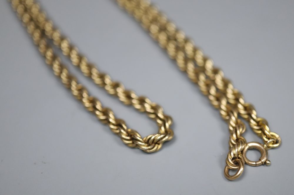 A 9ct ropetwist chain, 51cm,